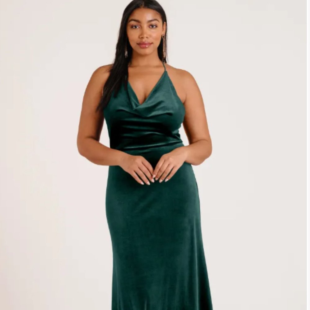 Sullivan by Jenny Yoo, tailored for heights 5'1 - 5'5, Green Stretch Velvet